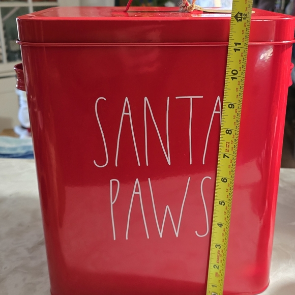 Rae Dunn Artisan SANTA PAWS Red Tin Dog Cat food storage toys collars - Picture 7 of 9